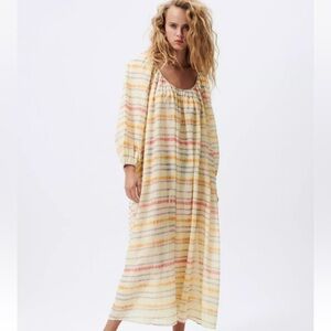 Zara Tie Dye Tunic Maxi Dress Size L NWT